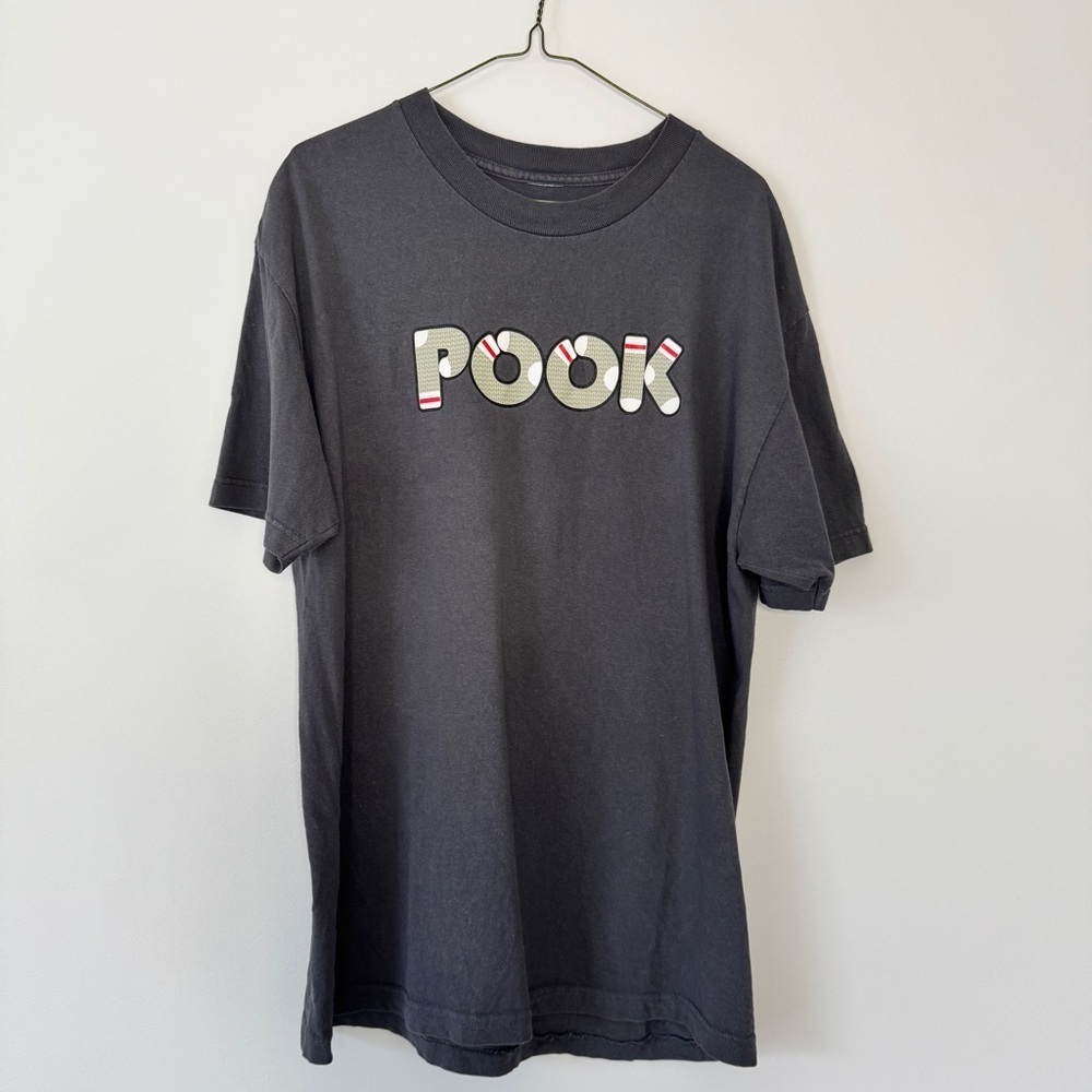 Pook Branded Tee Gray Short Sleeve Crew Neck TShirt Wool Sock Graphic Logo Sz L